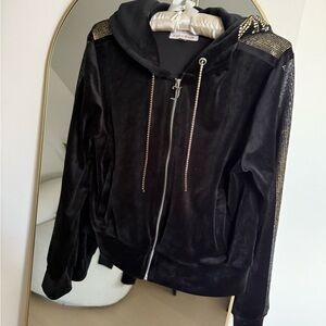 Juicy Couture Black Bomber Jacket with Gold Details - 25th Edition